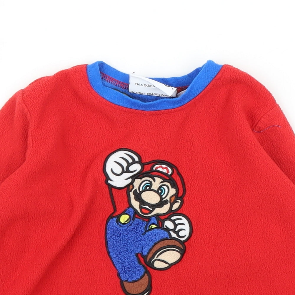 Primark Boys Red  Fleece Pullover Jumper Size 2 Years  - Super Mario