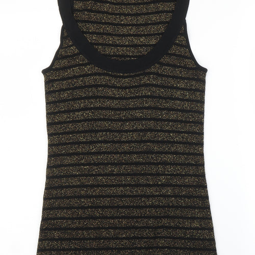 Oasis Womens Black Striped  Basic Tank Size 14