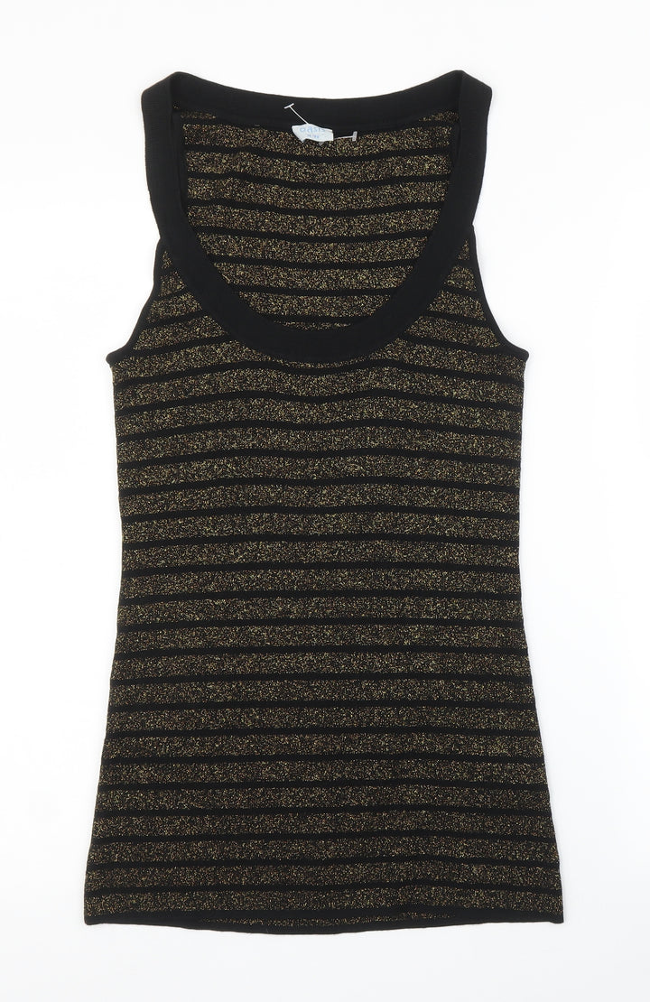 Oasis Womens Black Striped  Basic Tank Size 14