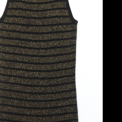 Oasis Womens Black Striped  Basic Tank Size 14