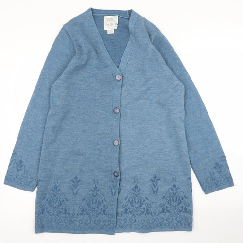 Preworn Womens Blue Floral  Cardigan Jumper Size 12