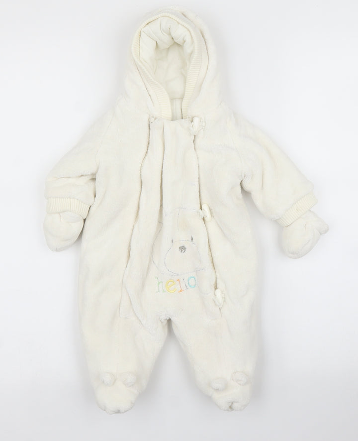 Mothercare Boys White Overcoat Snowsuit