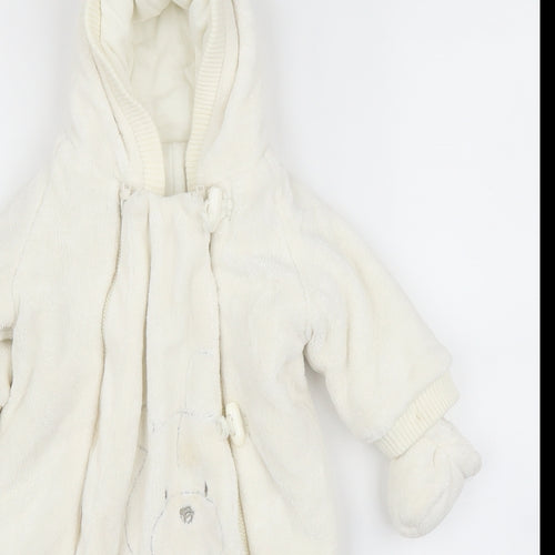 Mothercare Boys White   Overcoat Snowsuit