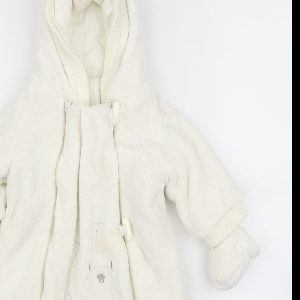 Mothercare Boys White   Overcoat Snowsuit