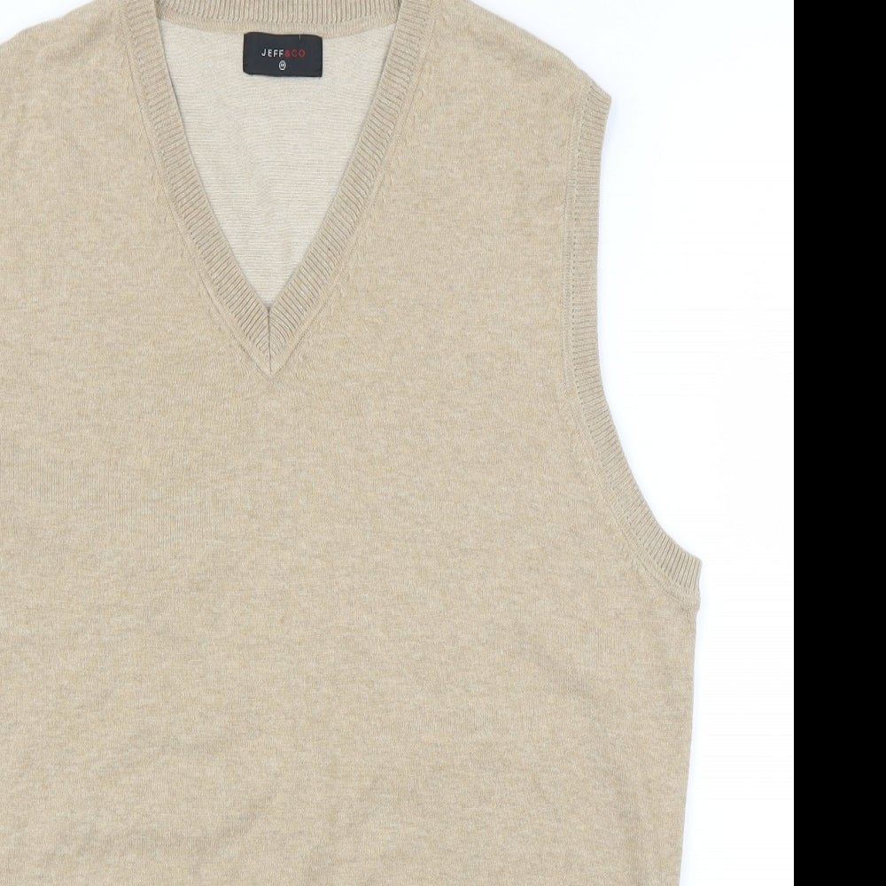 Jeff & Co Mens Beige   Vest Jumper Size M