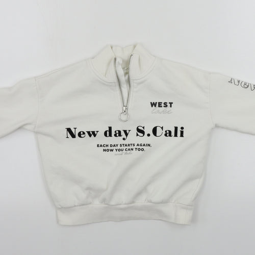 H&M Girls White   Henley Jumper Size 9-10 Years