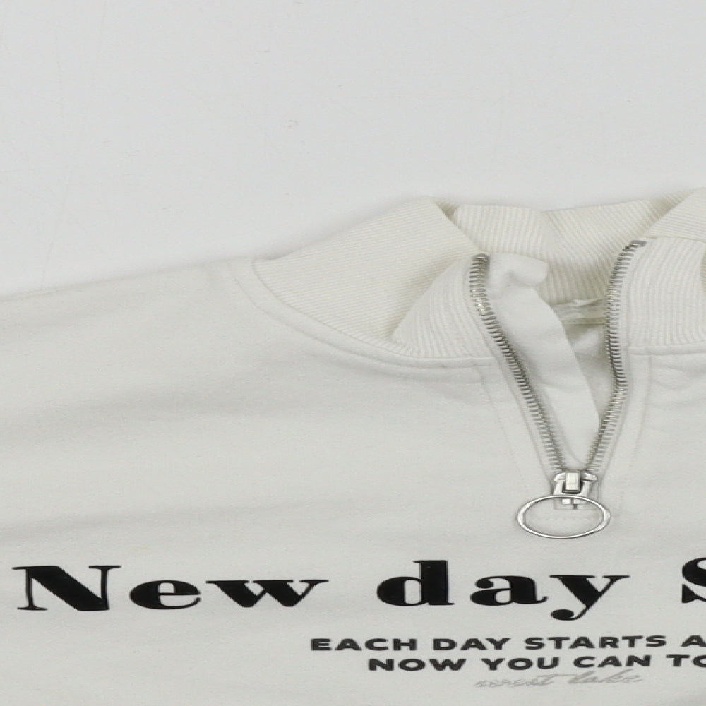 H&M Girls White   Henley Jumper Size 9-10 Years