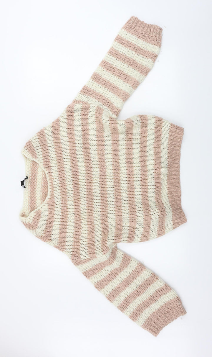 New Look Womens Beige Striped Pullover Jumper Size S
