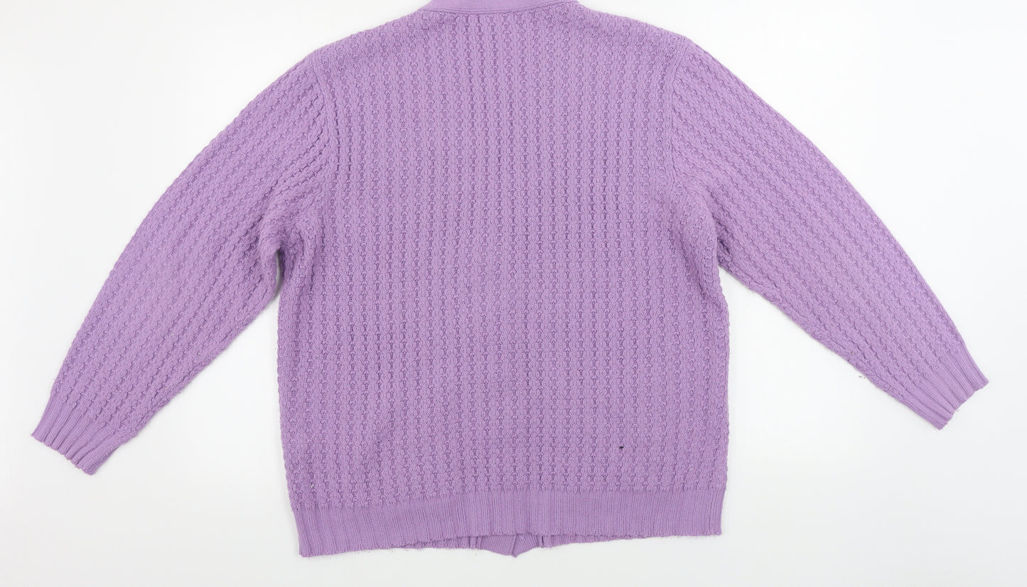 Damart Womens Purple Paisley  Cardigan Jumper Size L