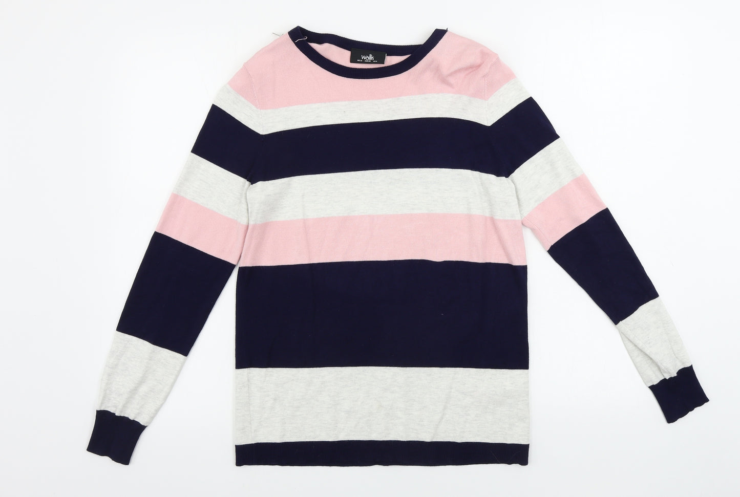 Wallis Womens White Striped  Pullover Jumper Size 12