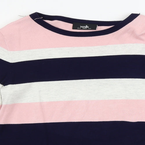 Wallis Womens White Striped  Pullover Jumper Size 12