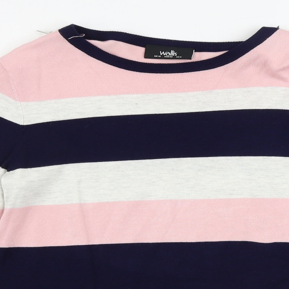 Wallis Womens White Striped  Pullover Jumper Size 12