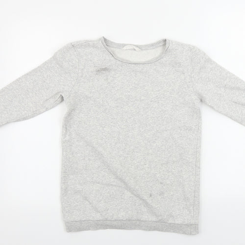 H&M  Girls Grey   Pullover Jumper Size 10-11 Years  - glitter star pattern