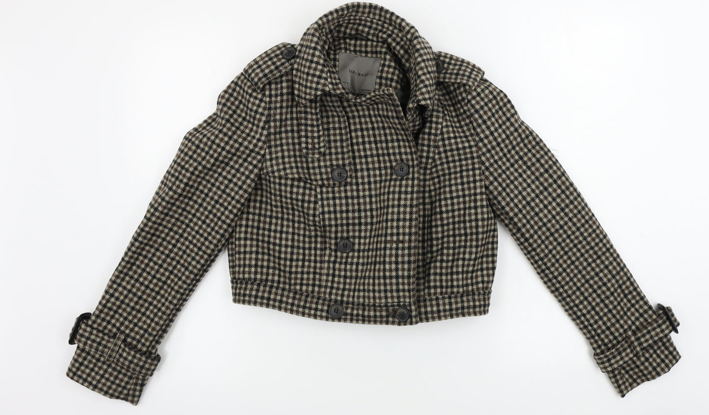 Zara Womens Brown Check  Jacket Coat Size S