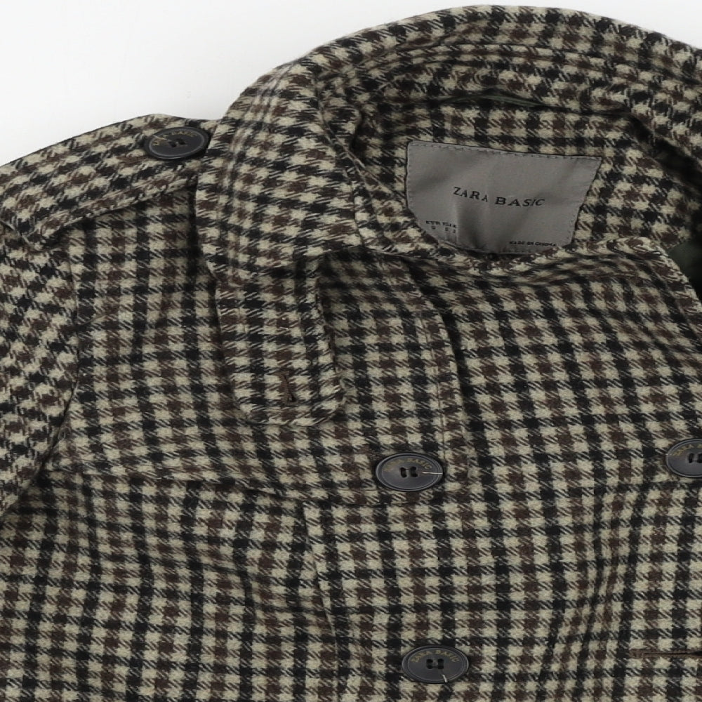 Zara Womens Brown Check  Jacket Coat Size S