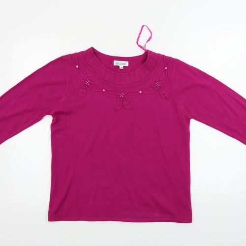 Fay Louise  Womens Purple Floral  Pullover Jumper Size M