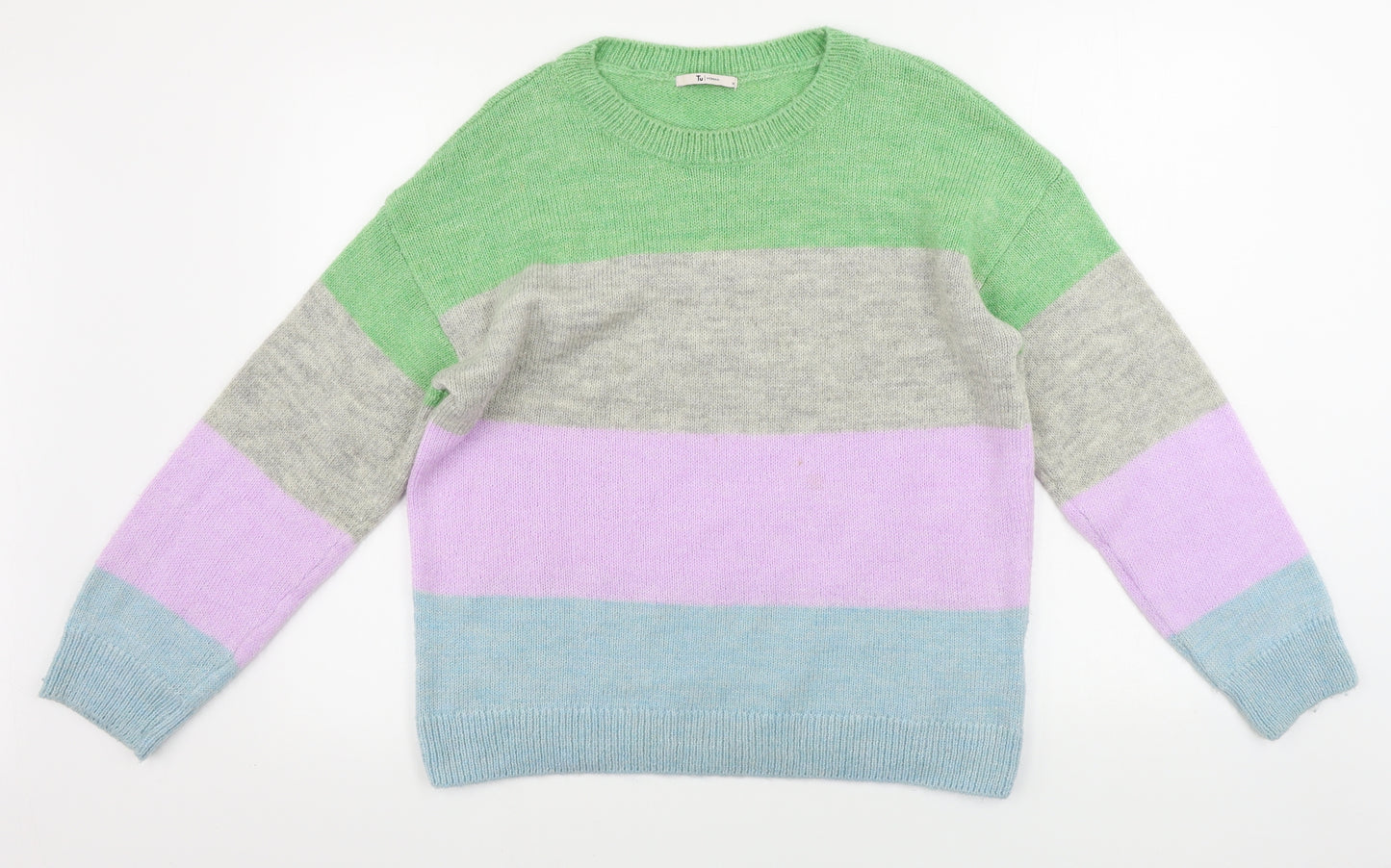 TU Womens Grey Striped  Pullover Jumper Size 14