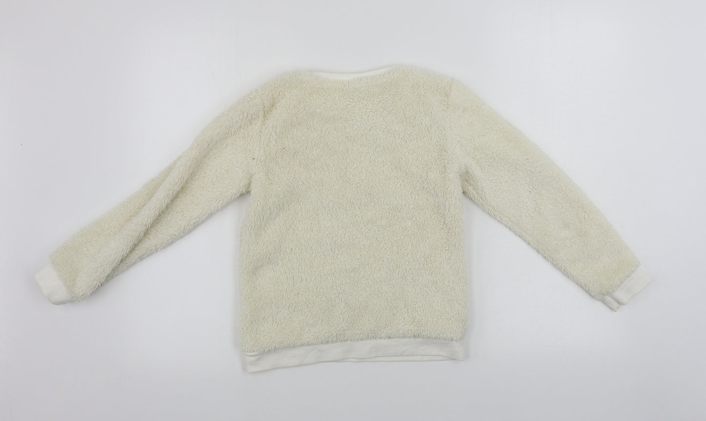 TU Girls Beige   Pullover Jumper Size 9 Years  - unicorn print