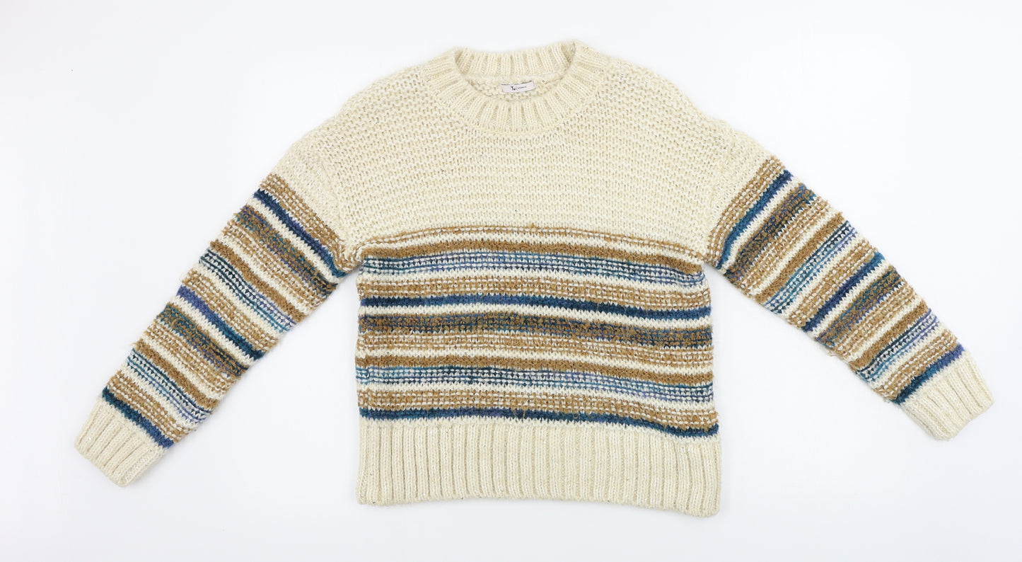 TU Womens Beige Striped  Pullover Jumper Size 12