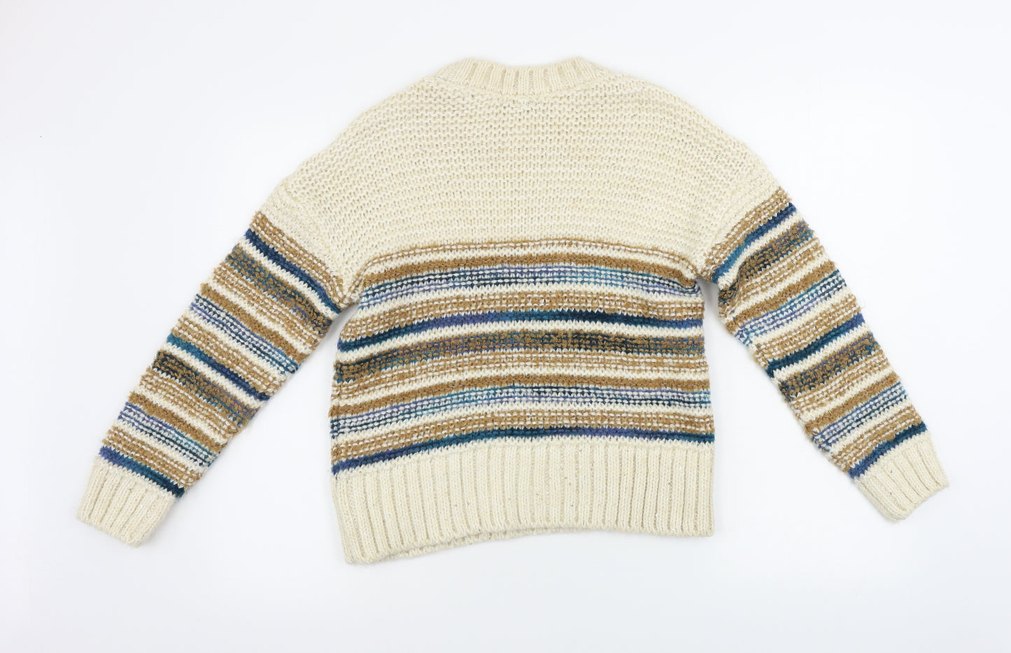 TU Womens Beige Striped  Pullover Jumper Size 12