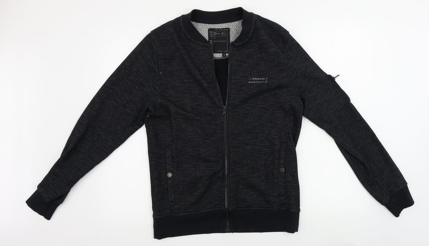 Dissident  Mens Black Houndstooth  Full Zip Jumper Size S