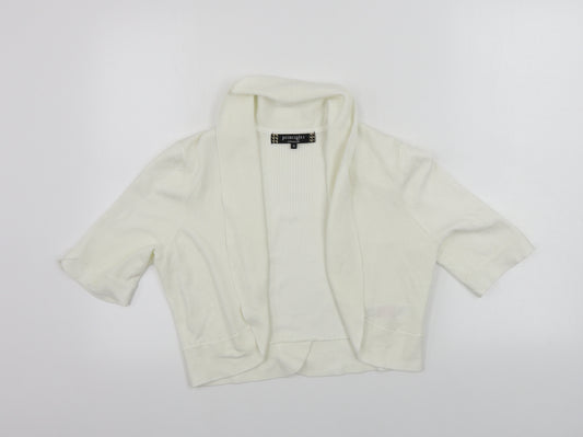 Front view of Principles women’s ivory cardigan jumper, size UK 12