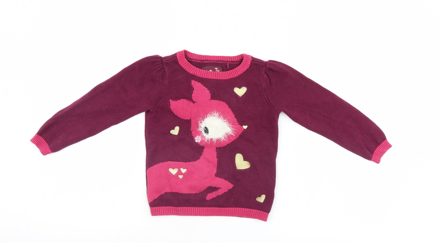 TU Girls Pink   Pullover Jumper Size 3-4 Years