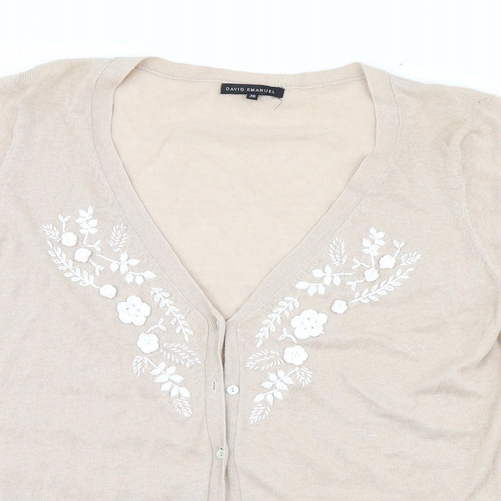 David Emanuel Womens Beige   Cardigan Jumper Size 20