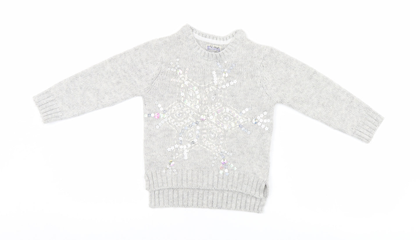 NEXT Girls Grey   Pullover Jumper Size 4 Years
