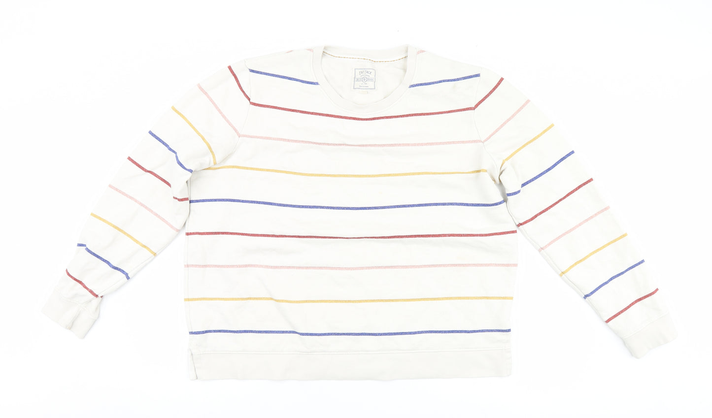 Fat Face Womens White Striped  Pullover Sweatshirt Size L