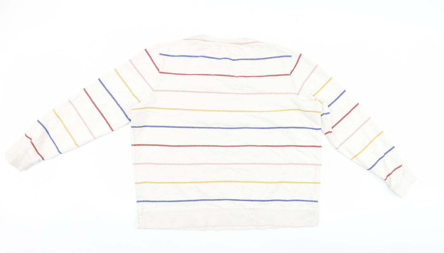 Fat Face Womens White Striped  Pullover Sweatshirt Size L