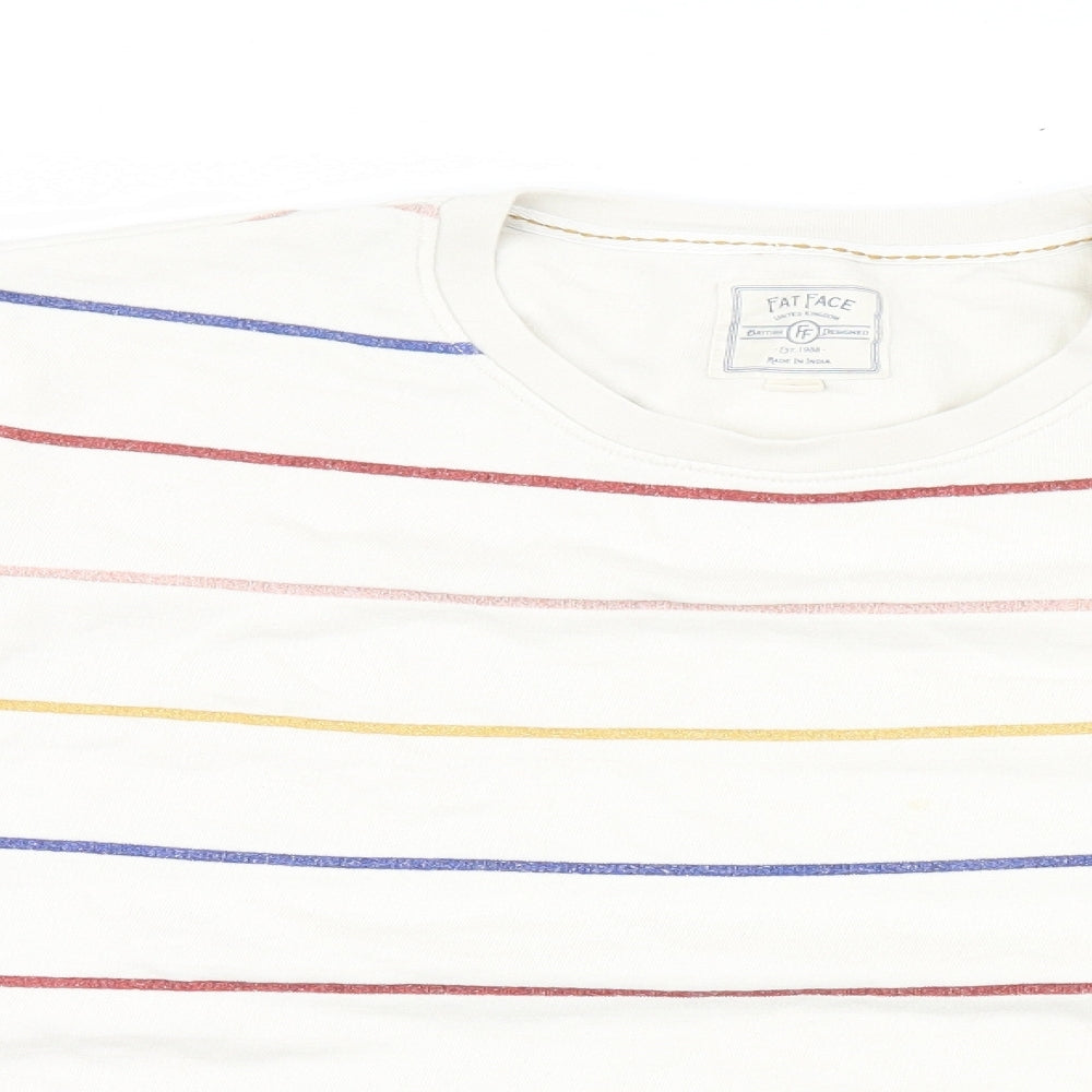 Fat Face Womens White Striped  Pullover Sweatshirt Size L