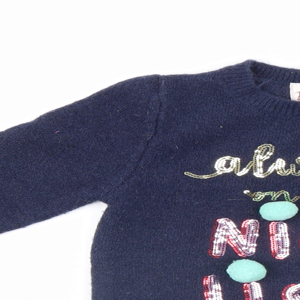 George Girls Blue   Pullover Jumper Size 3-4 Years  - Christmas jumper