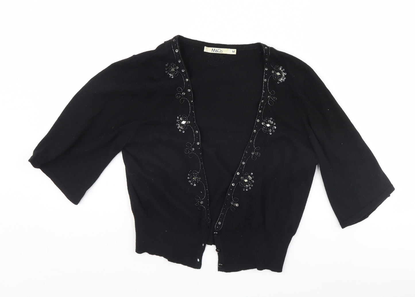M&Co Womens Black   Cardigan Jumper Size M
