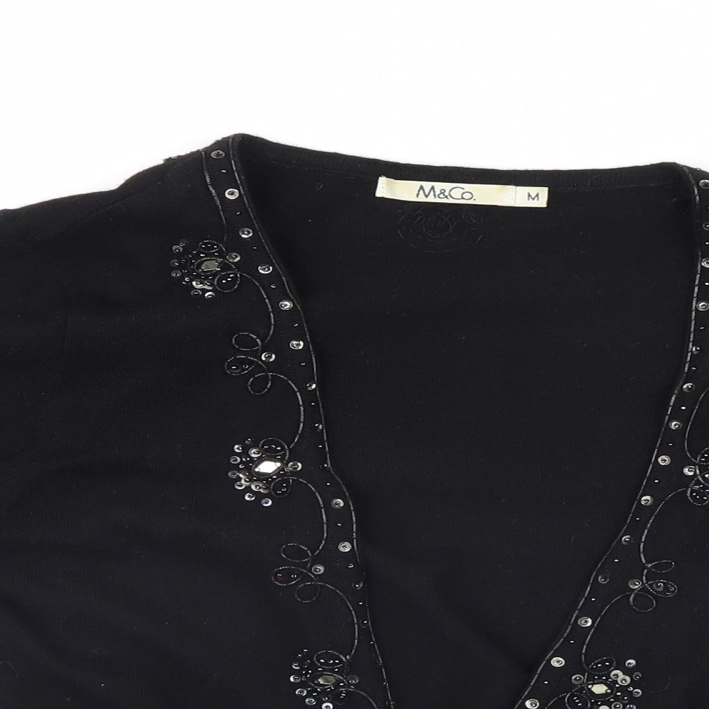 M&Co Womens Black   Cardigan Jumper Size M