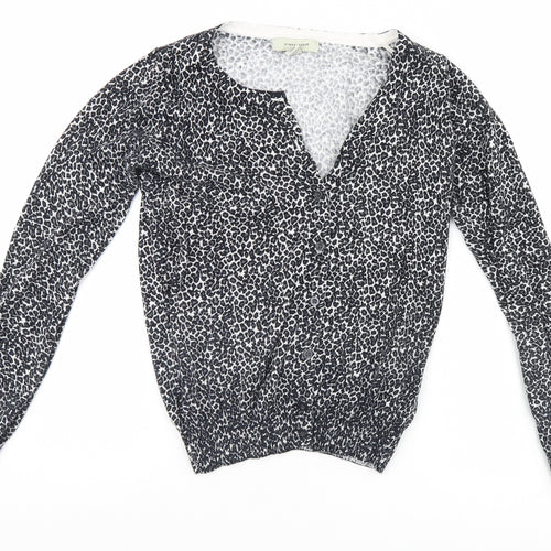 Atmosphere Womens Grey Animal Print  Cardigan Jumper Size 8