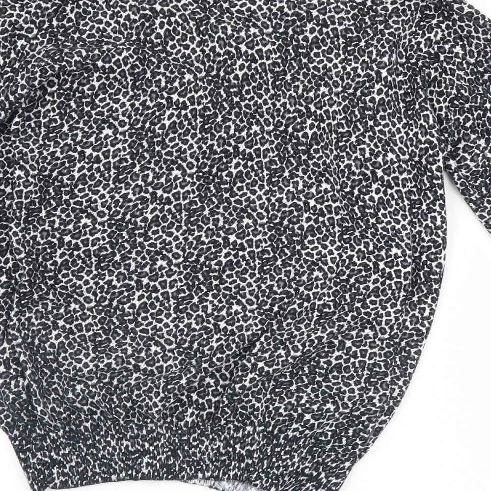 Atmosphere Womens Grey Animal Print  Cardigan Jumper Size 8