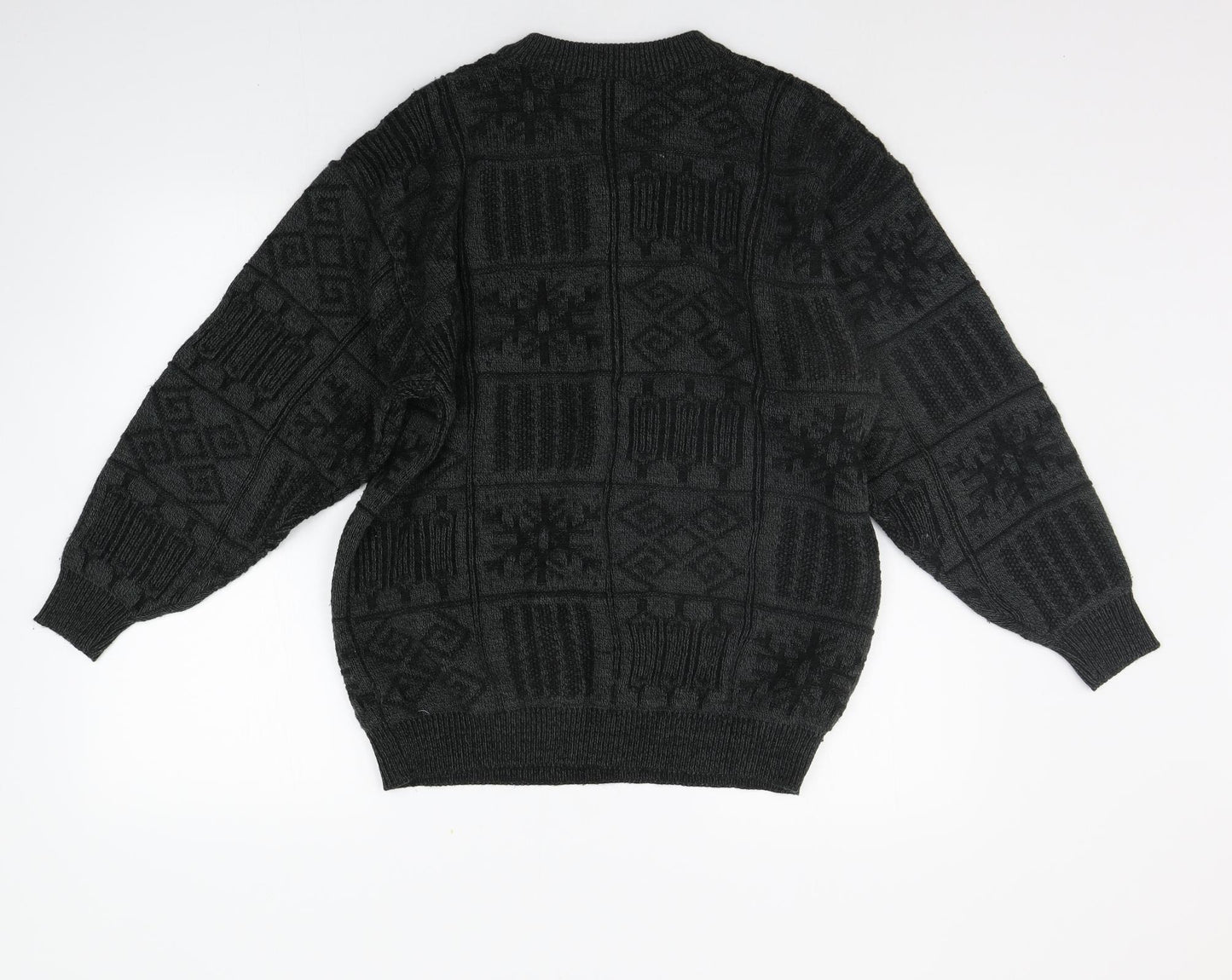 SAVATINI Womens Green Geometric  Henley Jumper Size M
