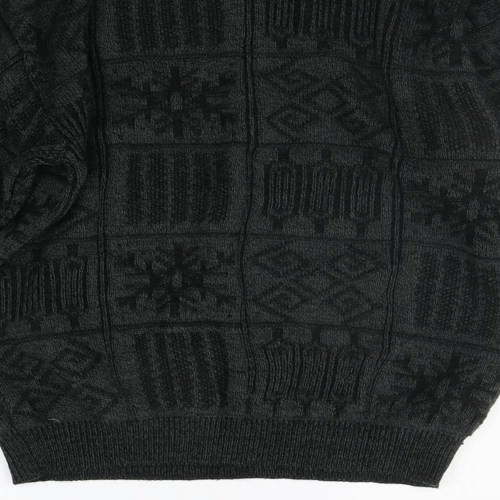 SAVATINI Womens Green Geometric  Henley Jumper Size M