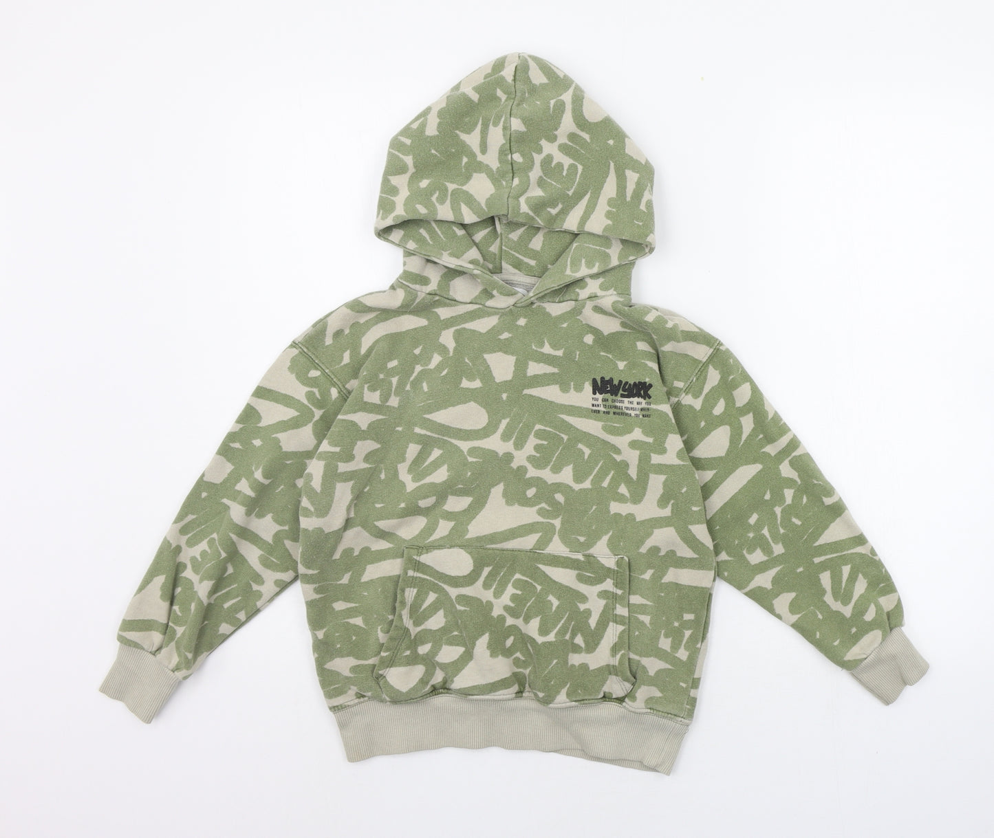 Zara Girls Green Geometric  Pullover Hoodie Size 10 Years