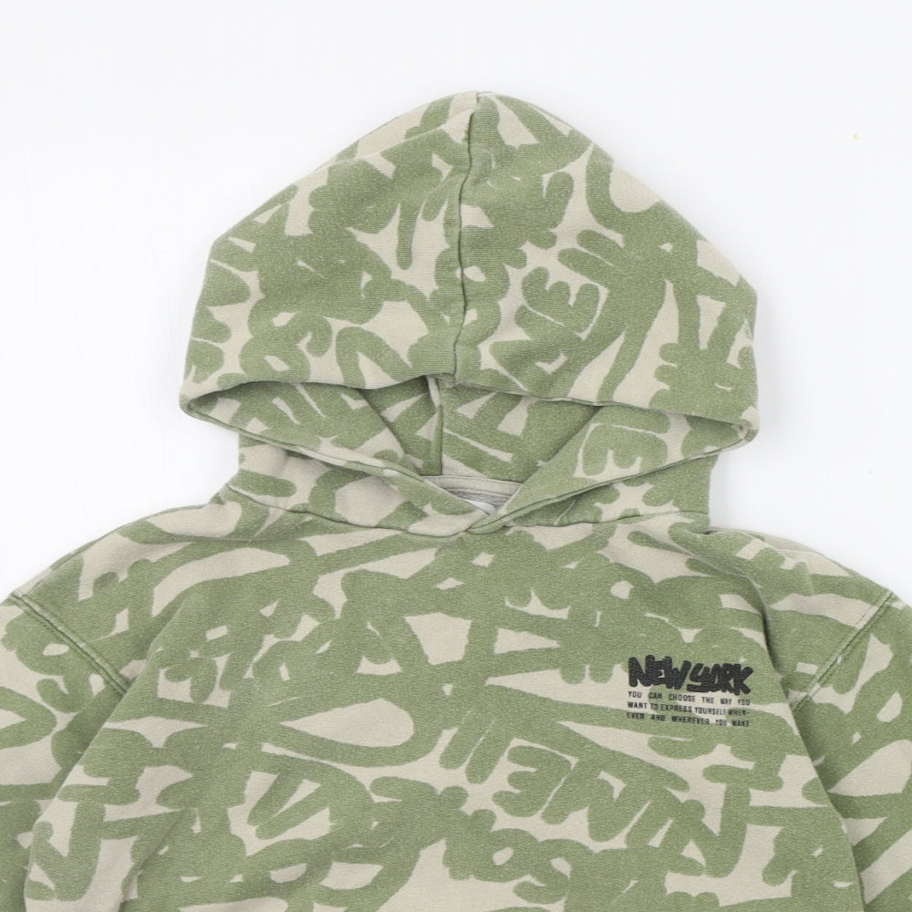 Zara Girls Green Geometric  Pullover Hoodie Size 10 Years