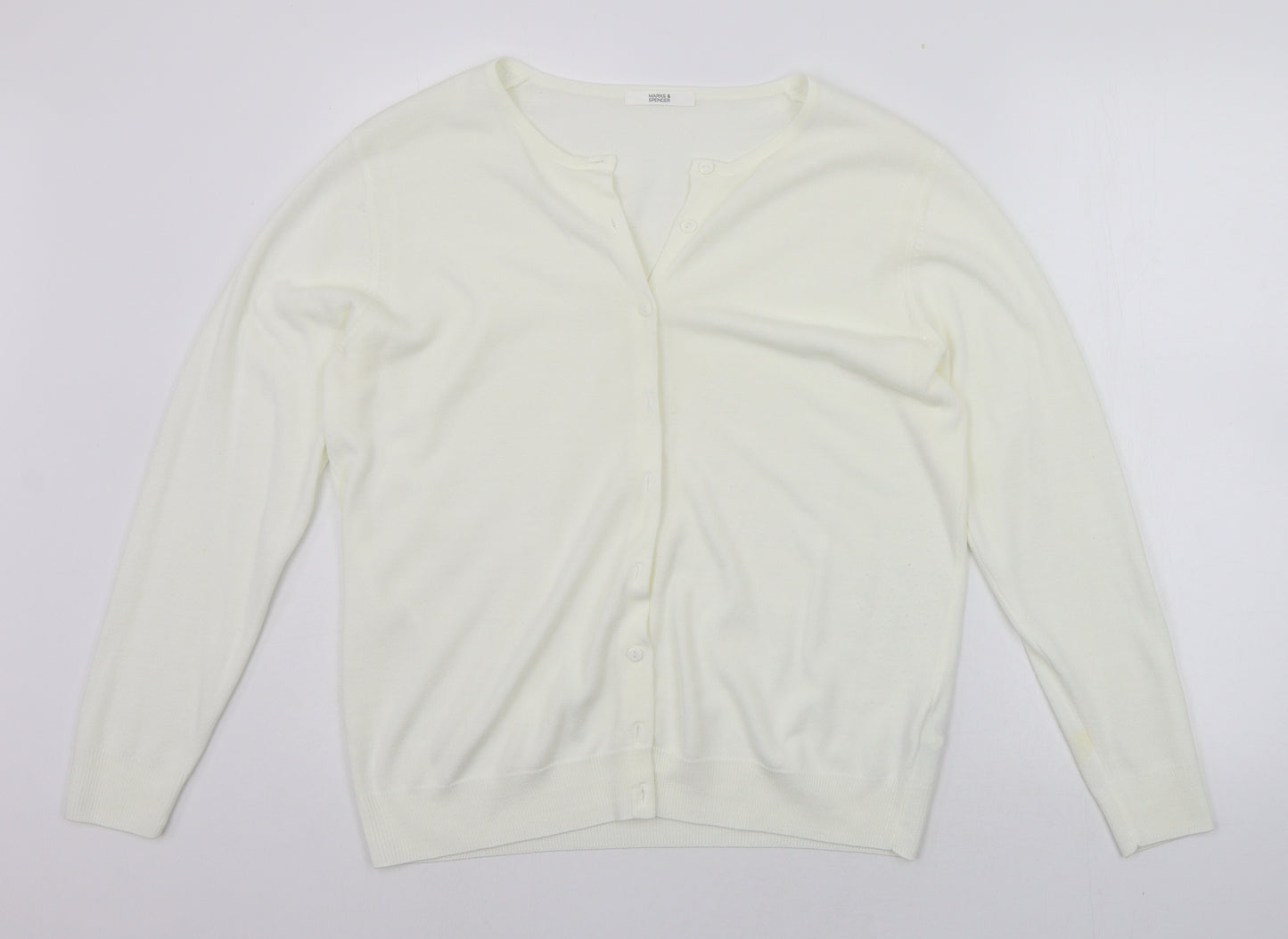 Marks and Spencer Womens White   Cardigan Jumper Size 16