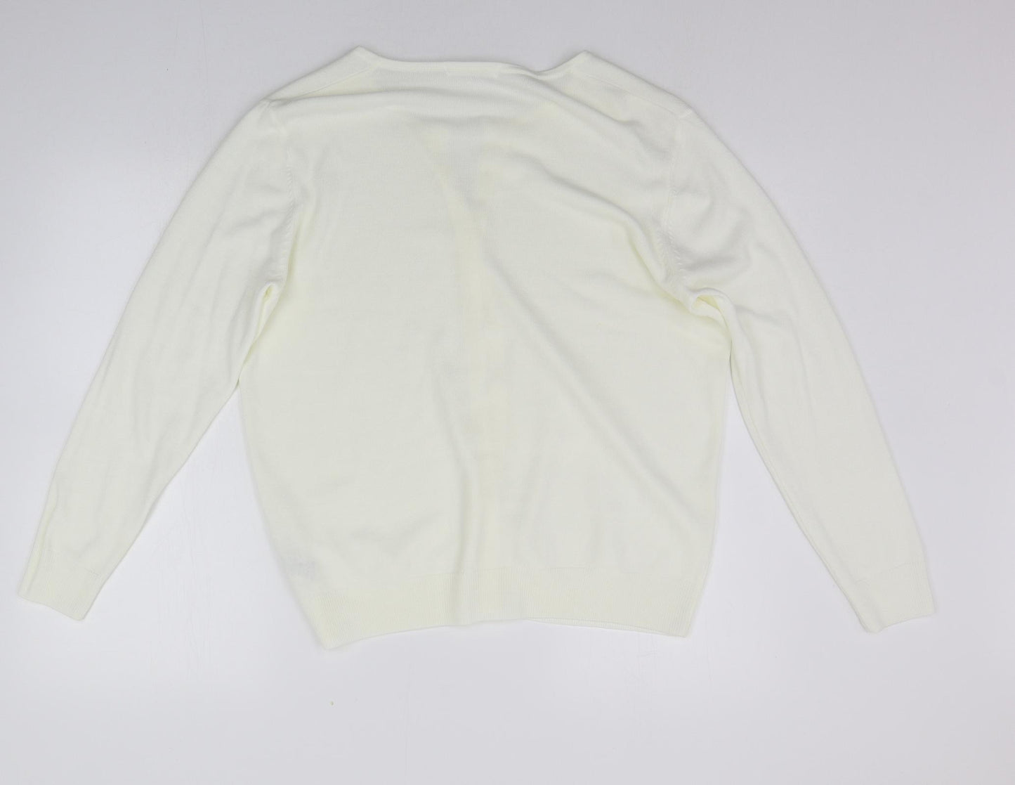 Marks and Spencer Womens White   Cardigan Jumper Size 16