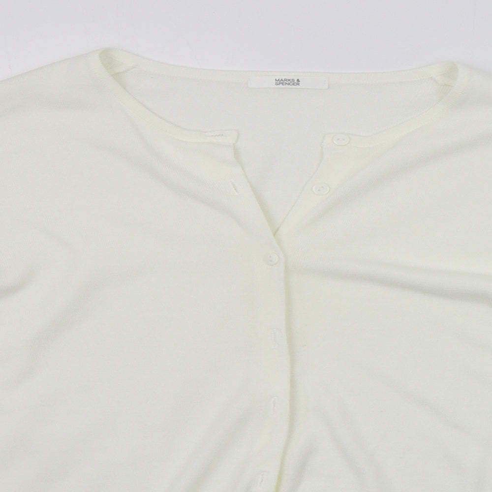 Marks and Spencer Womens White   Cardigan Jumper Size 16