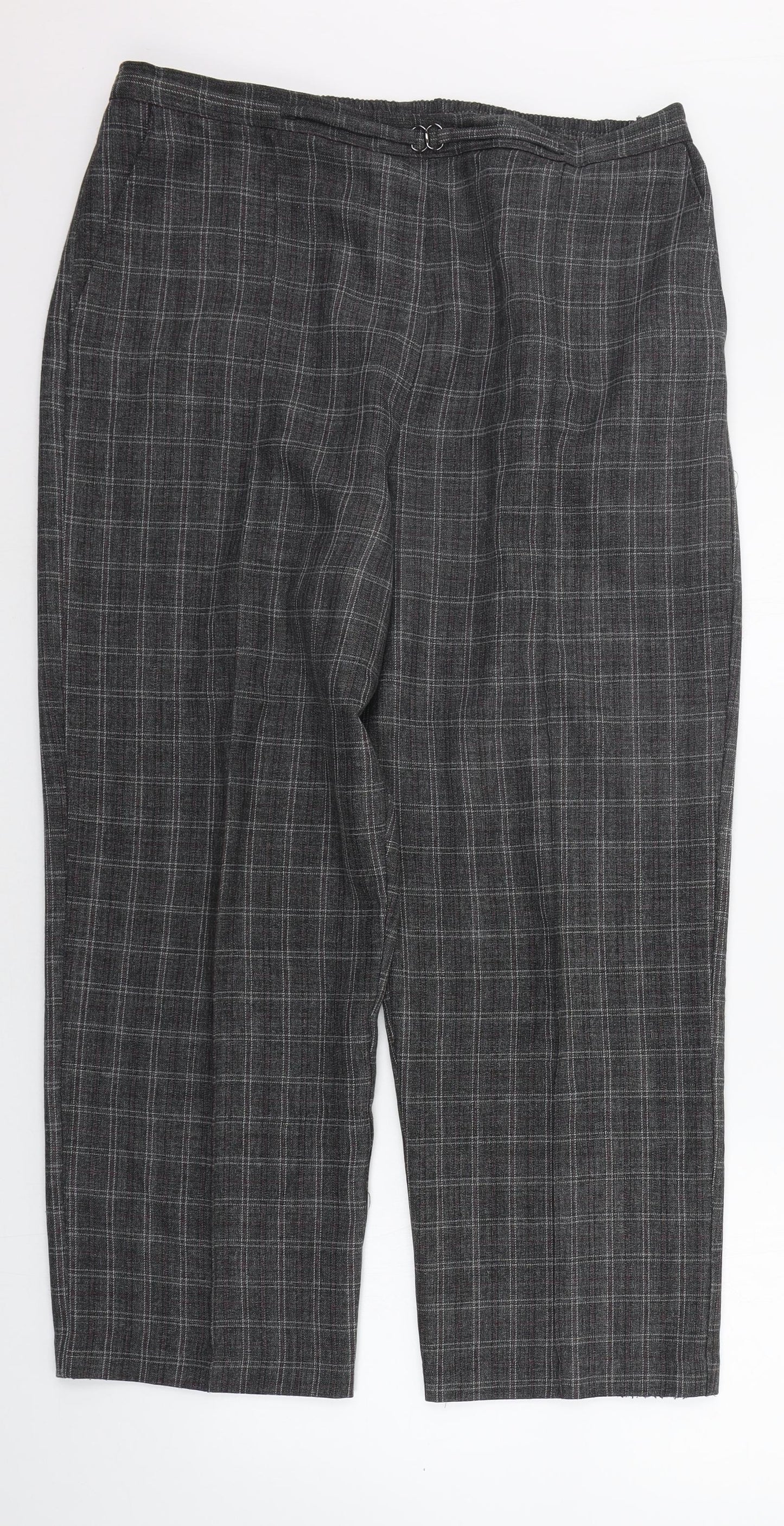 Sarah Hamilton Womens Grey Check  Trousers  Size 18 L26 in