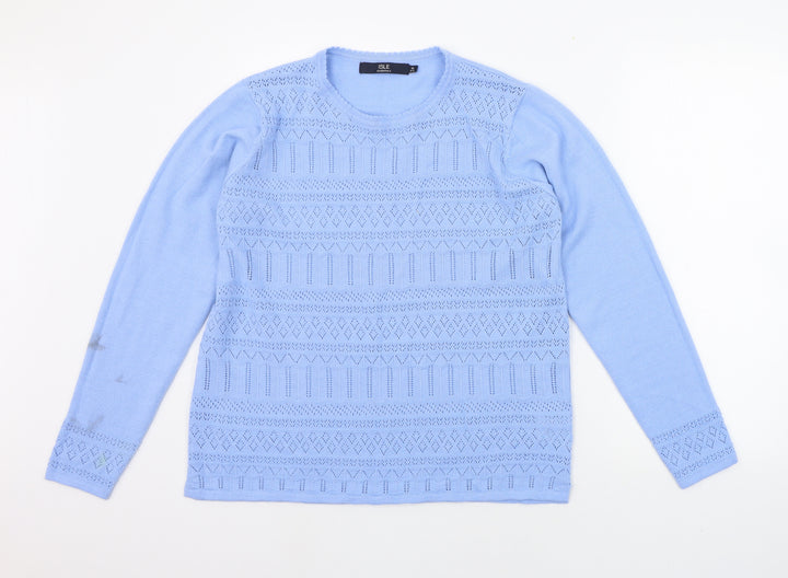 EWM Womens Blue Pullover Jumper Size M