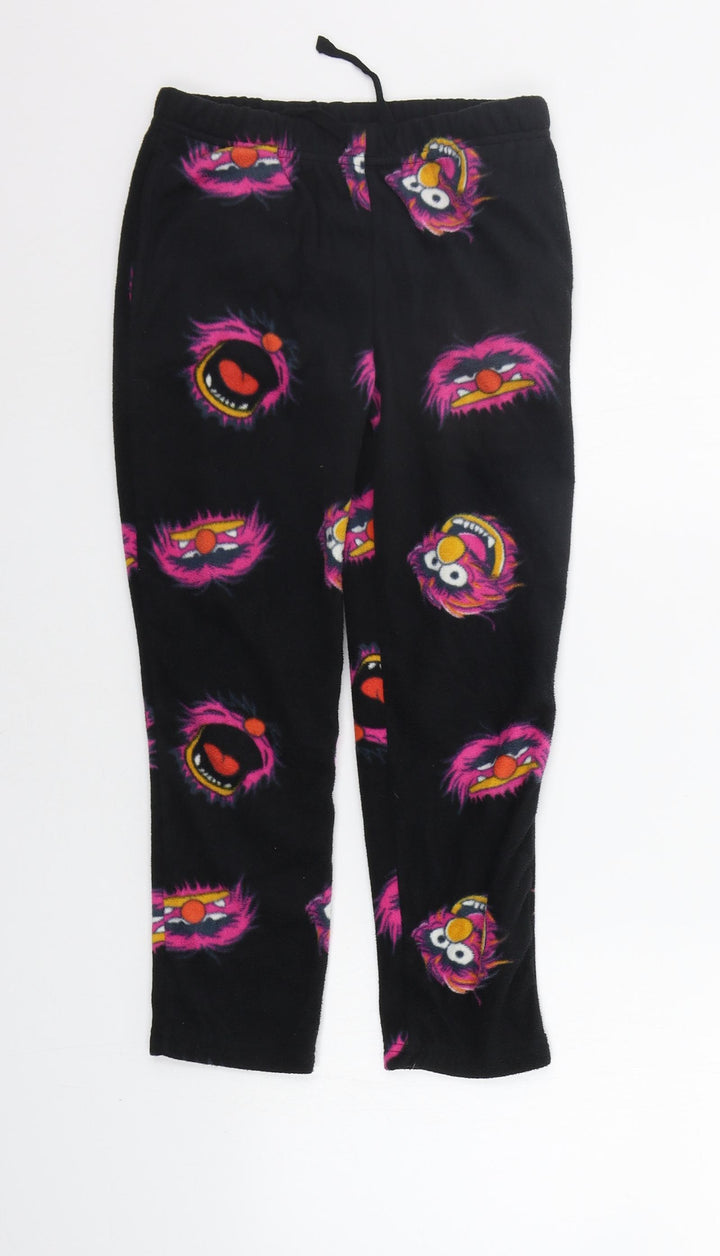 Preworn Girls Black Geometric Top Pyjama Pants Size 6-7 Years