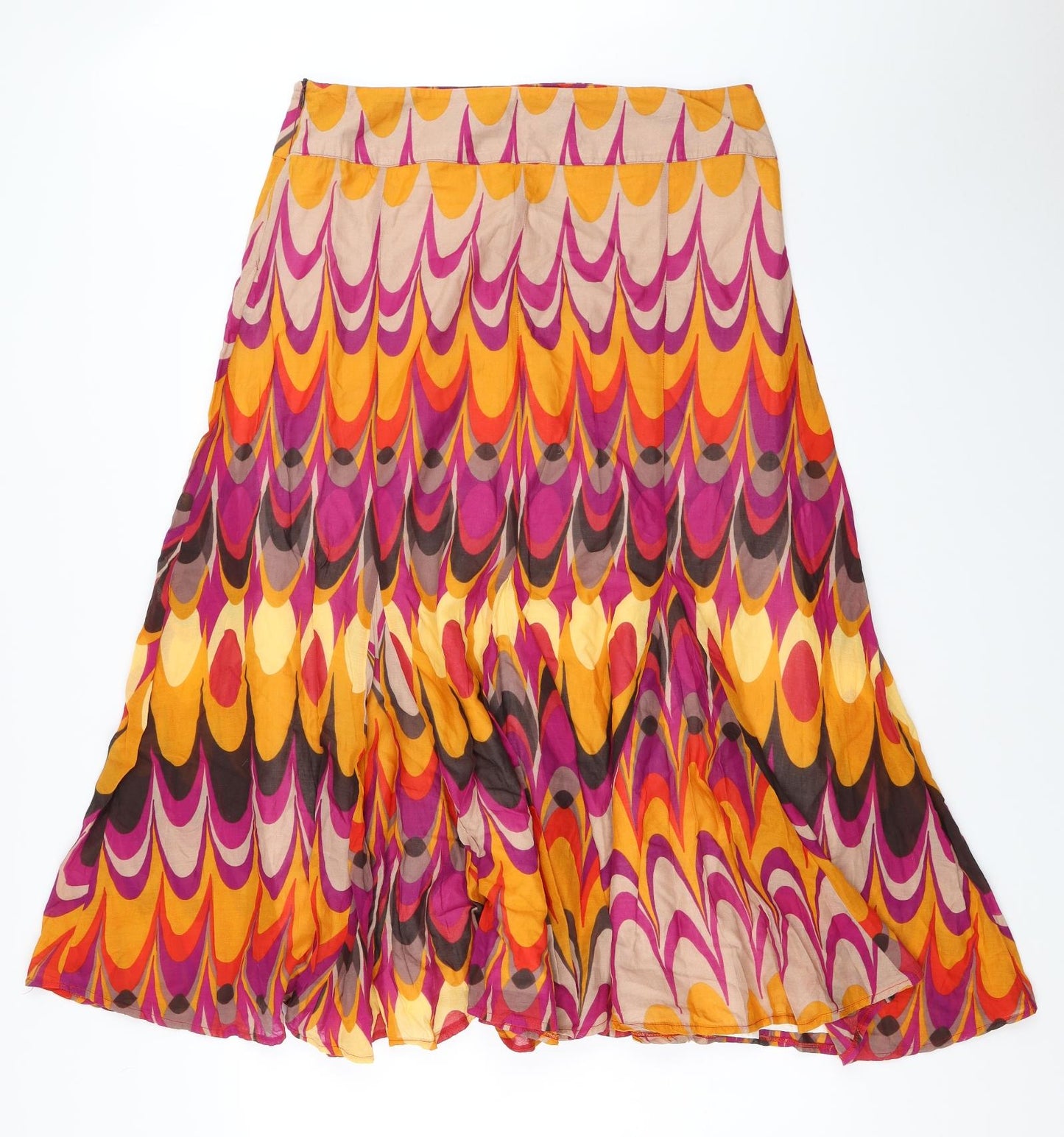 Principles Womens Orange Geometric  Flare Skirt Size 14