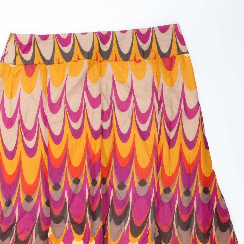 Principles Womens Orange Geometric  Flare Skirt Size 14