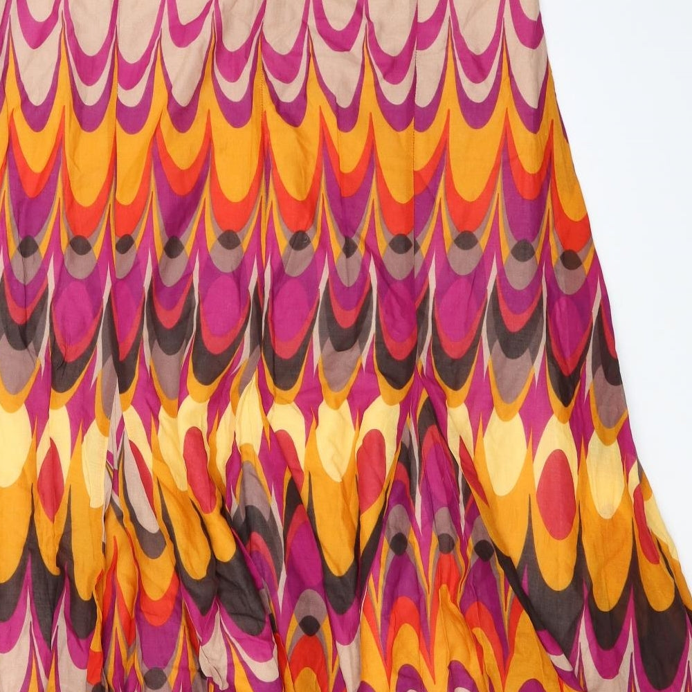 Principles Womens Orange Geometric  Flare Skirt Size 14